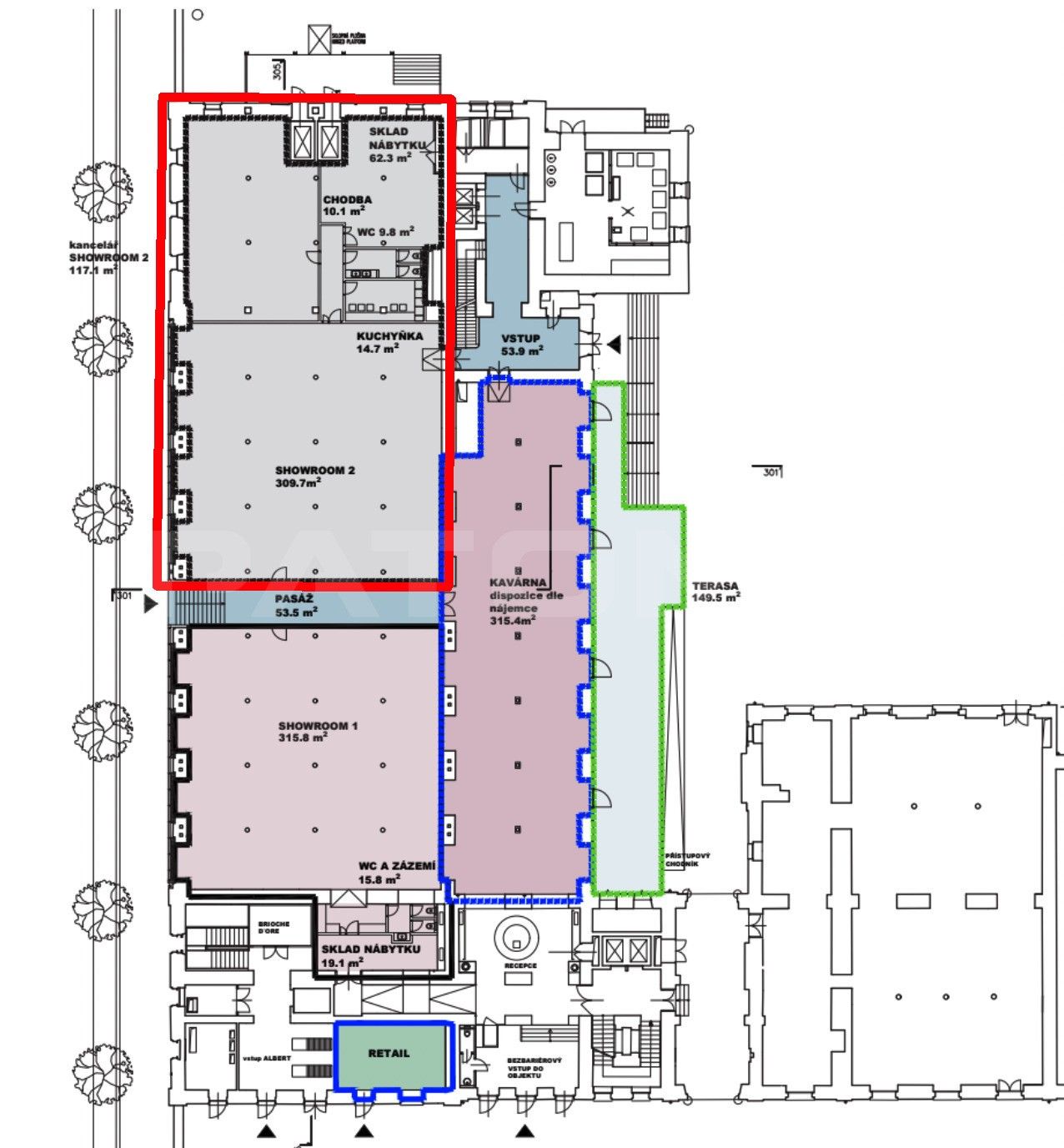 Obchodní prostory · 550 m² · U průhonu, Praha - 3