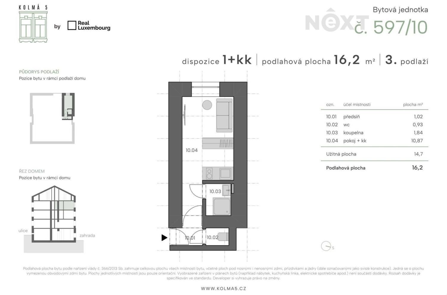 1+kk, Kolmá 597, Praha Vysočany, 16 m² - 2