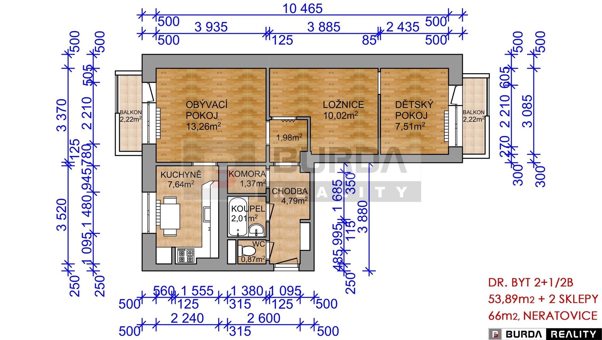 Byt 2+1 · 66 m² · Neratovice - 3