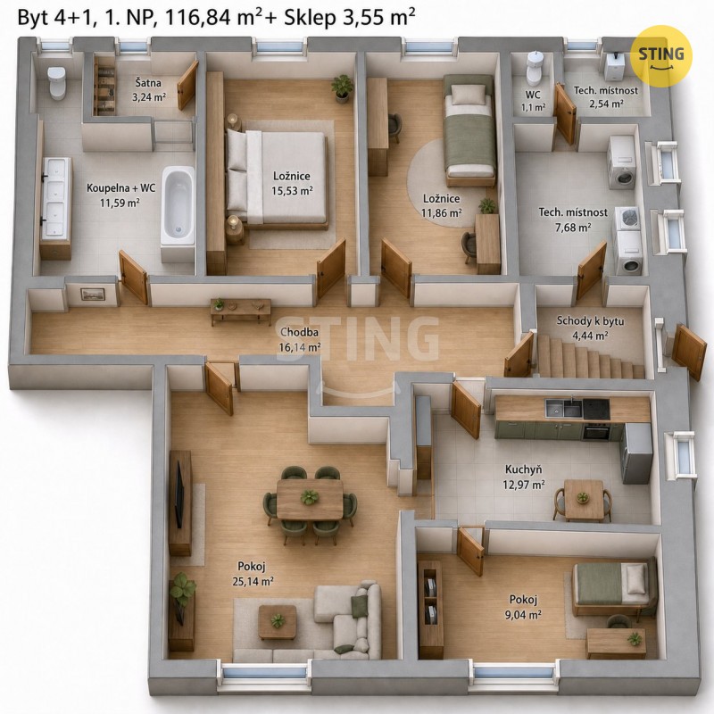Byt 4+1 · 105 m² · Temenická, Šumperk - 4