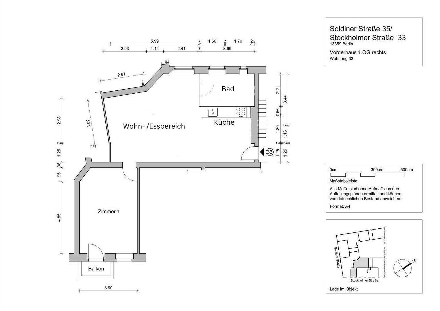 2+1, Stockholmer Straße 33 Berlin Gesundbrunnen Berlin 13359, 76 m² - 2