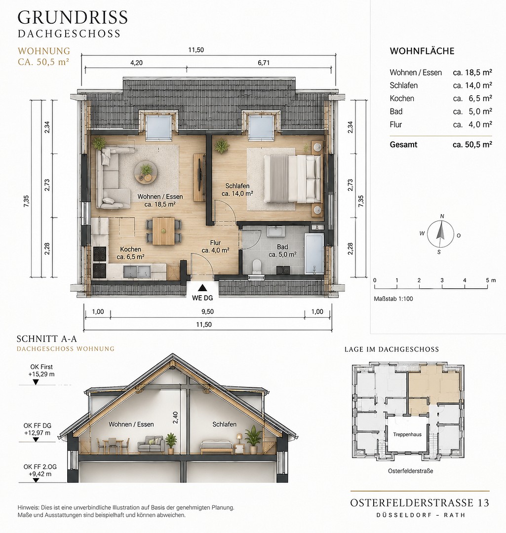 Byt 2+1 · 51 m² · Düsseldorf Rath Nordrhein-Westfalen 40472 - 3