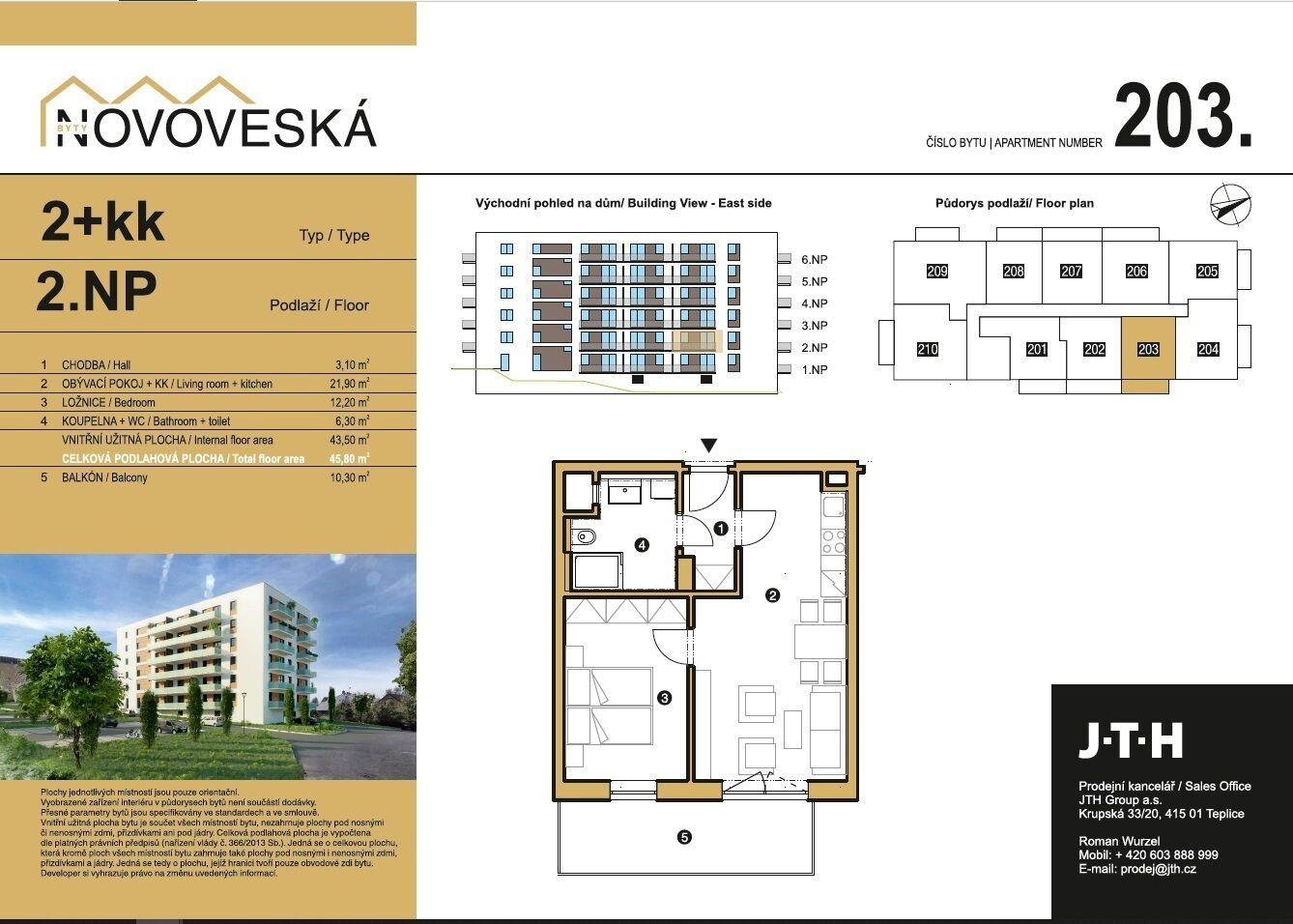 2+kk, Novoveská, Nová Ves, Teplice, 56 m²