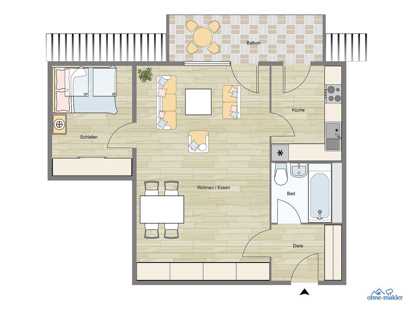 1+kk, Begonienweg 10 Hamburg-Wandsbek Wandsbek Hamburg 22047, 49 m² - 1