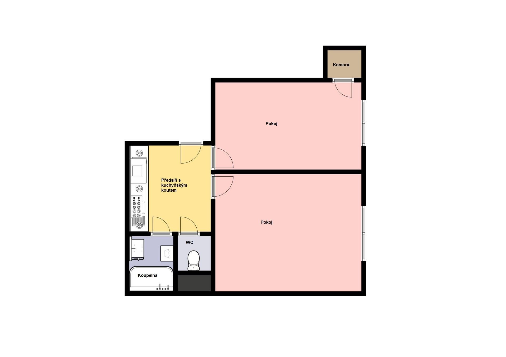 Pronájem byt 2+kk - Biskupcova, Praha, 45 m²