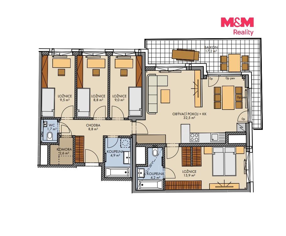 Byt 5+kk · 106 m² · Bartůňkova, Praha - 3
