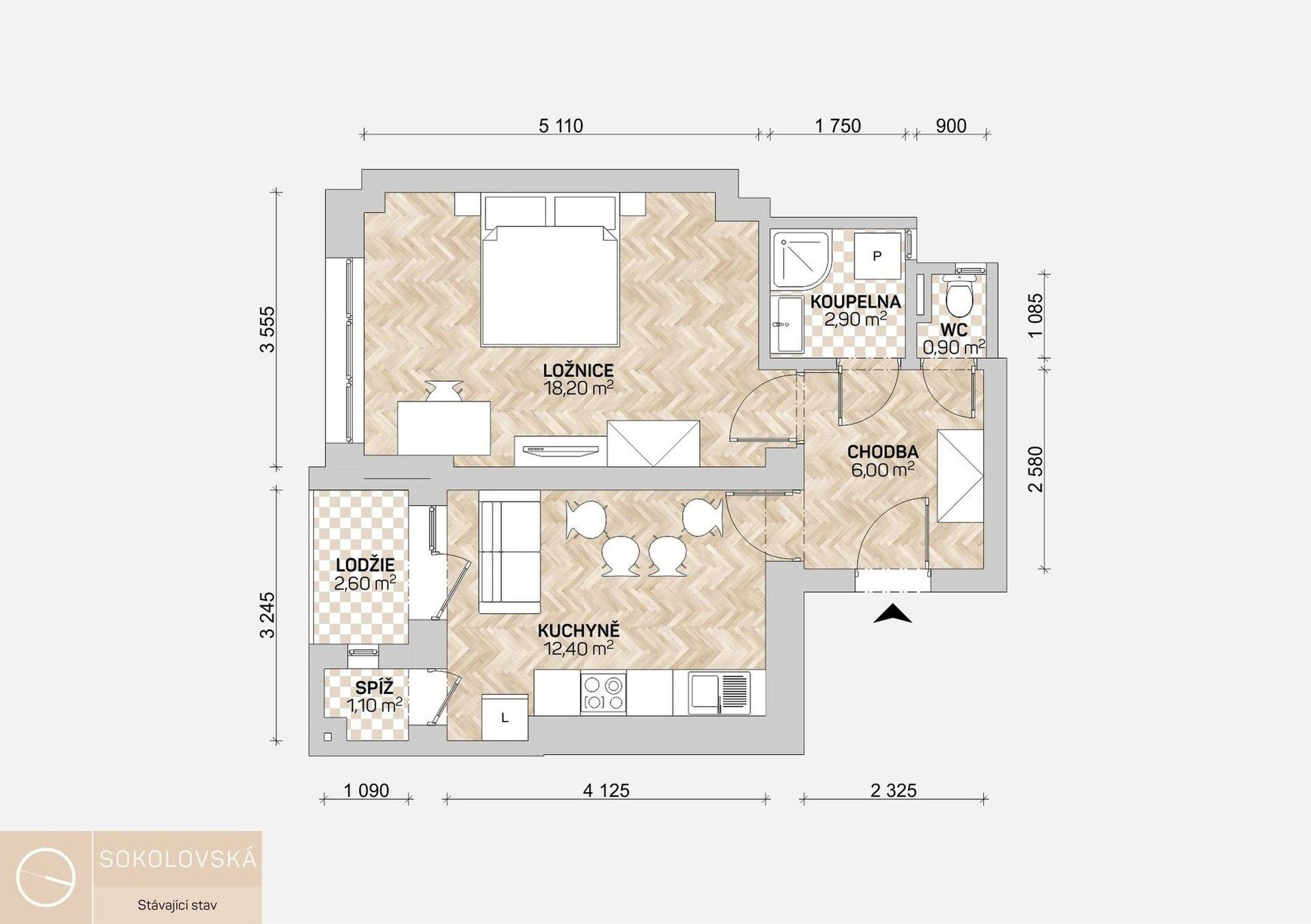 1+1, Sokolovská, Praha, 48 m² - 2
