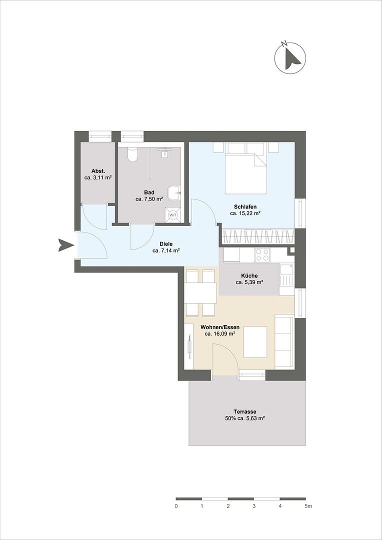 2+1, Fellheimer Straße 2, , Bavorsko, 60 m² - 1