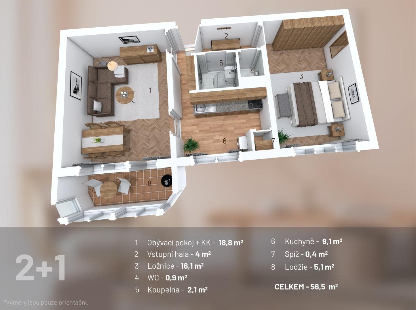 2+1, Bartuškova 709, Třebíč, 52 m²