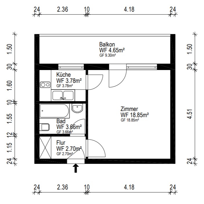 1+1, Kapellenstrasse 3 Feldkichen-Westerham Westerham Bayern 83620, 34 m² - 1