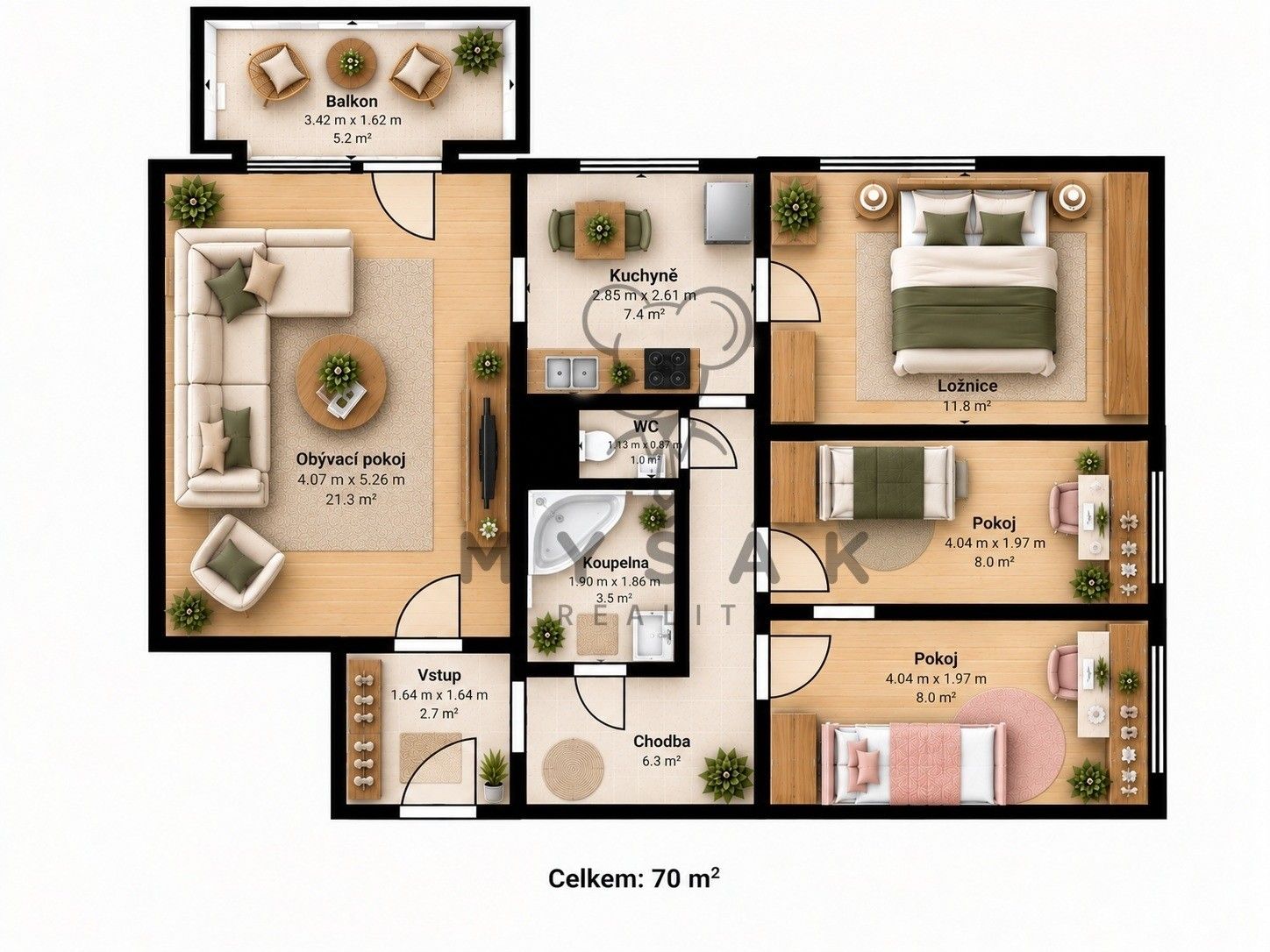 4+1, Vodňanská 1038, České Budějovice 2, 71 m² - 2