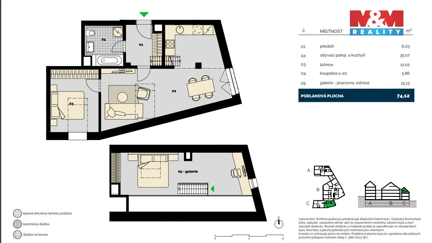Prodej byt 3+kk - Střížkovská, Praha, 74 m²