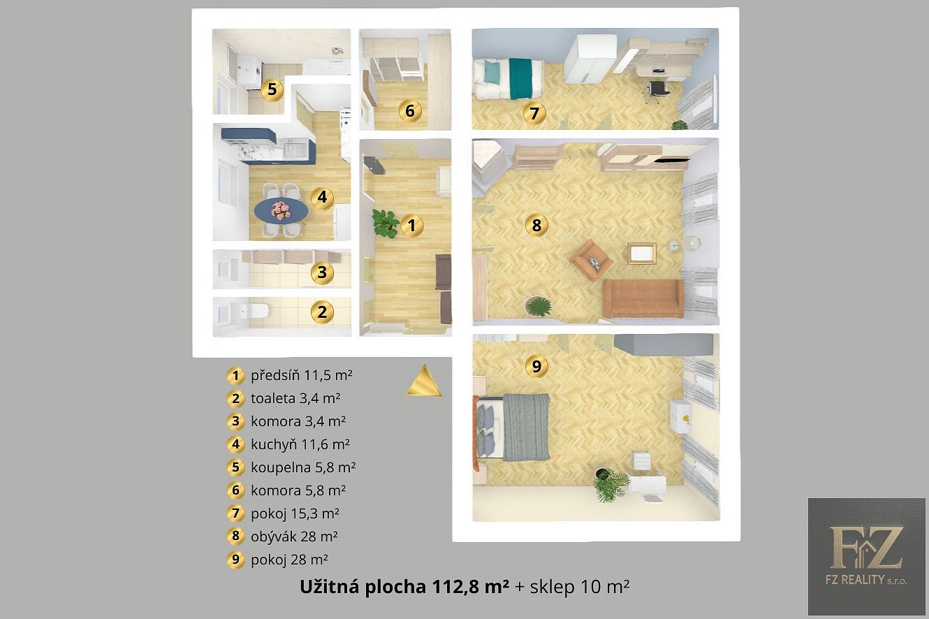Byt 3+1 · 113 m² · Žižkova tř., České Budějovice - České Budějovice 6 - 3