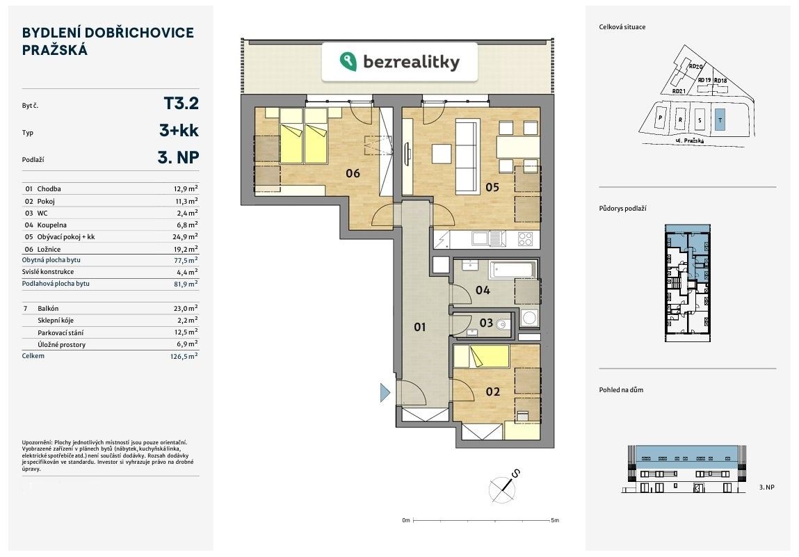 Prodej byt 3+kk - Souběžná, Dobřichovice, 126 m²
