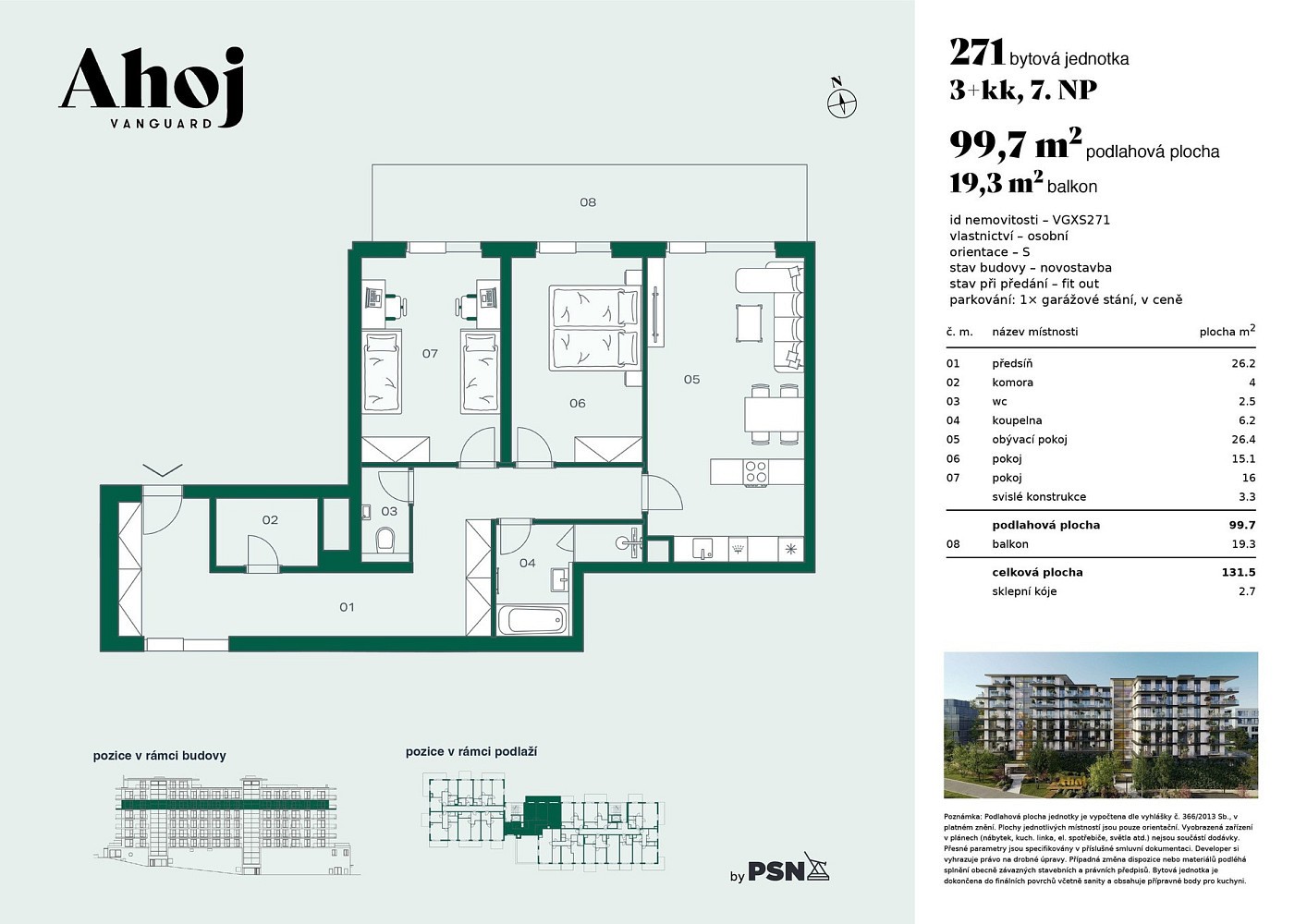 3+kk, Československého exilu, Praha 4 - Modřany, 97 m² - 2