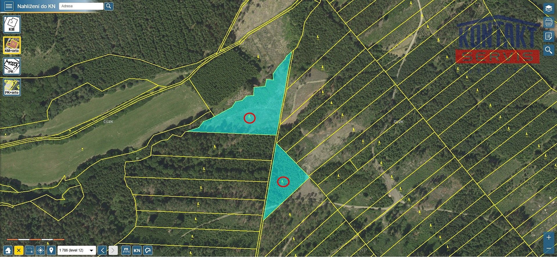 Les, 70 821 m²