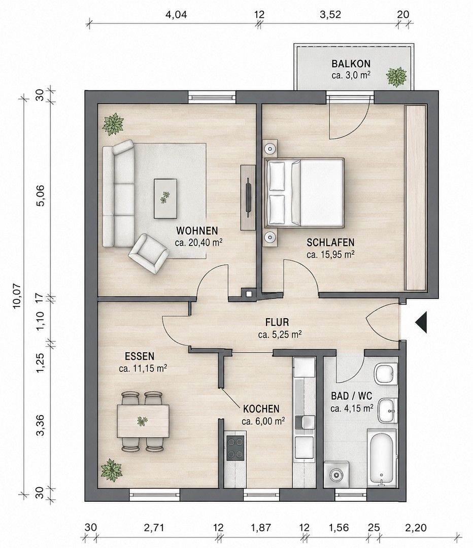 3+1, , Bádensko-Württembersko, 65 m² - 1
