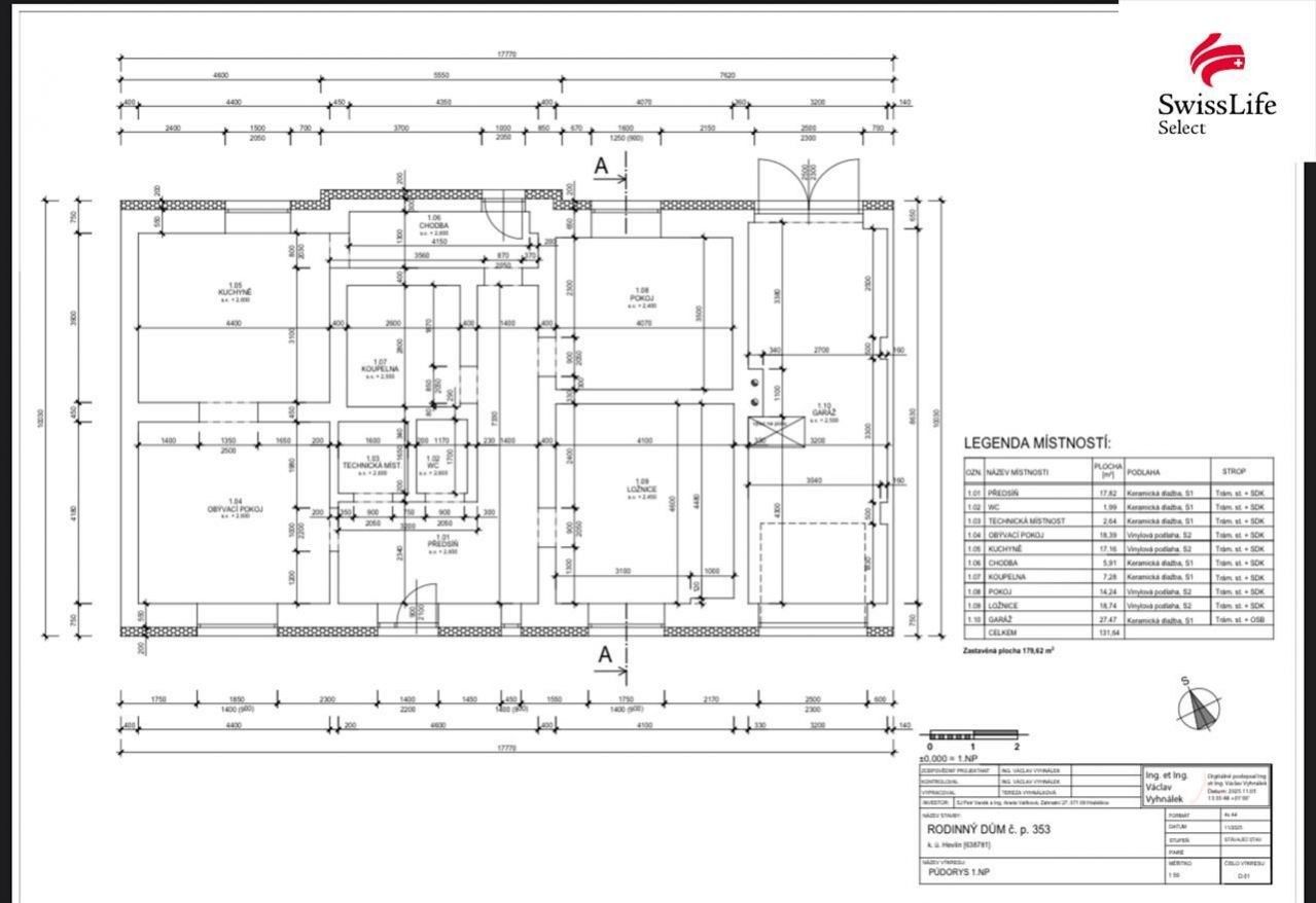 Rodinné domy, Hevlín, 131 m²