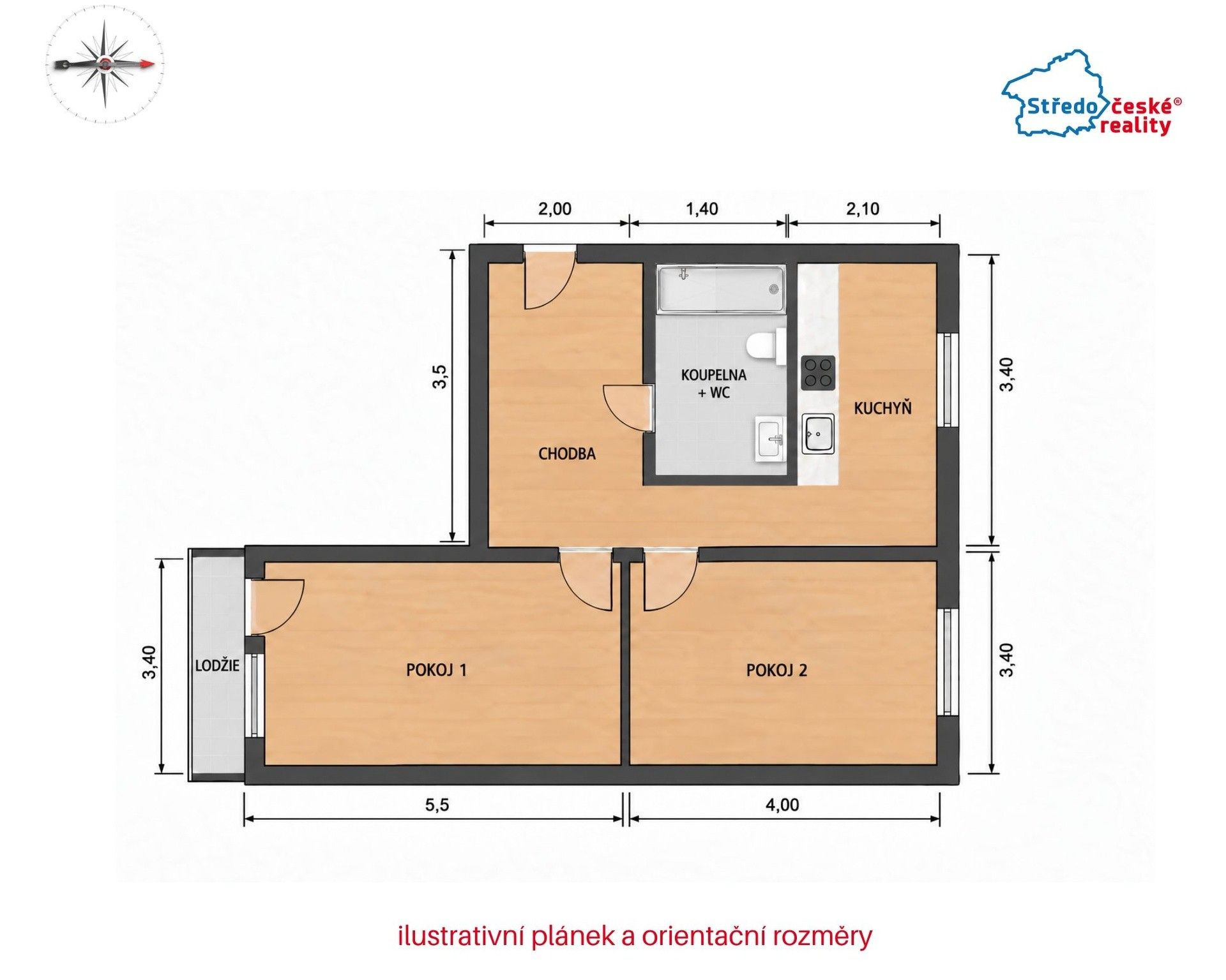 2+1, Práčská, Praha Záběhlice, 52 m² - 2