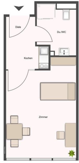 1+1, Am Wald 3, , Porýní-Falc, 24 m² - 1