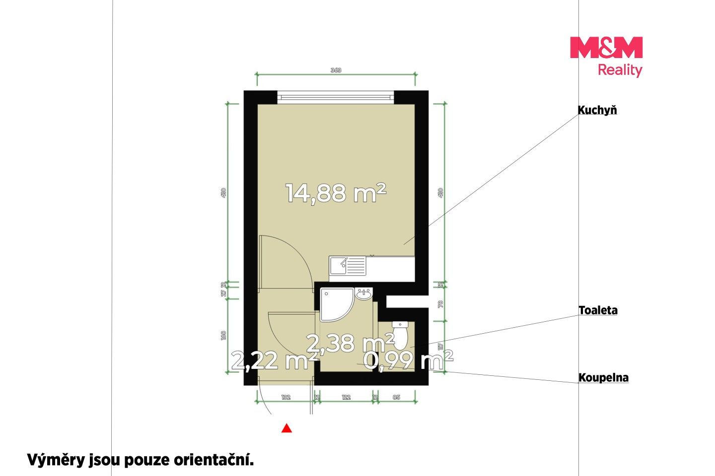 Byt 1+kk · 20 m² · Pod Vrchem, Plzeň - 3