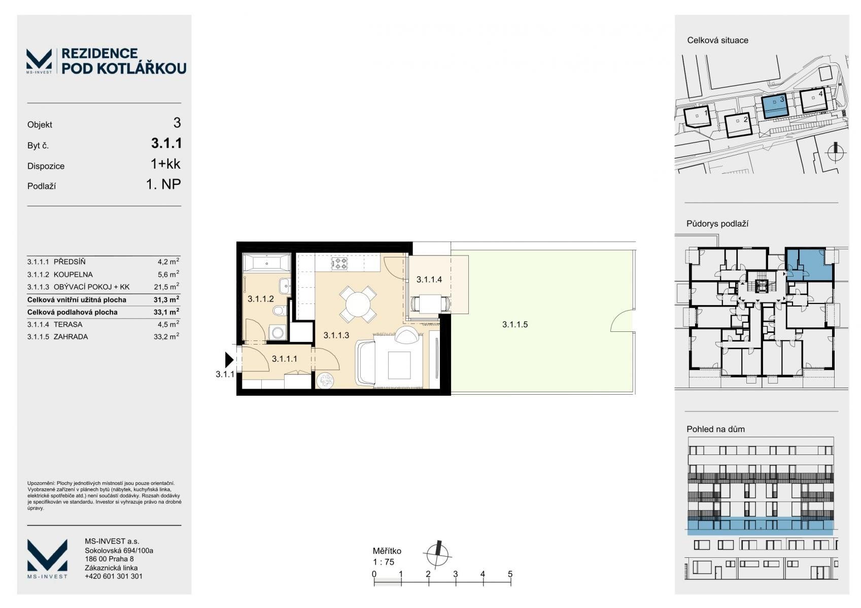 Byt 1+kk · 31 m² · Leitzova, Praha - 4