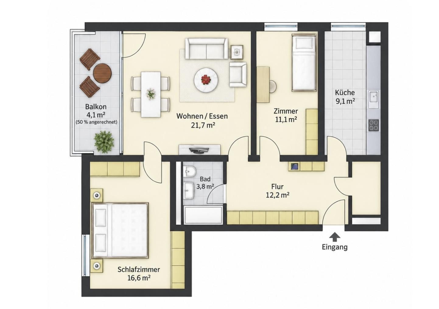 3+1, Frühlingsanger München Hasenbergl Bayern 80933, 79 m² - 2