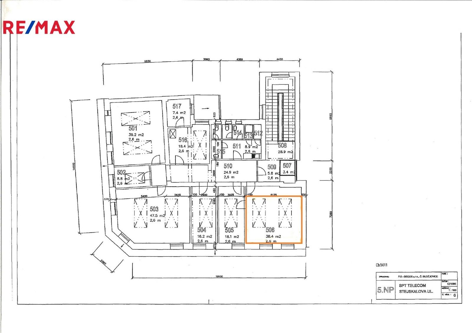 Pronájem kancelář - Dr. Stejskala, České Budějovice, 38 m²