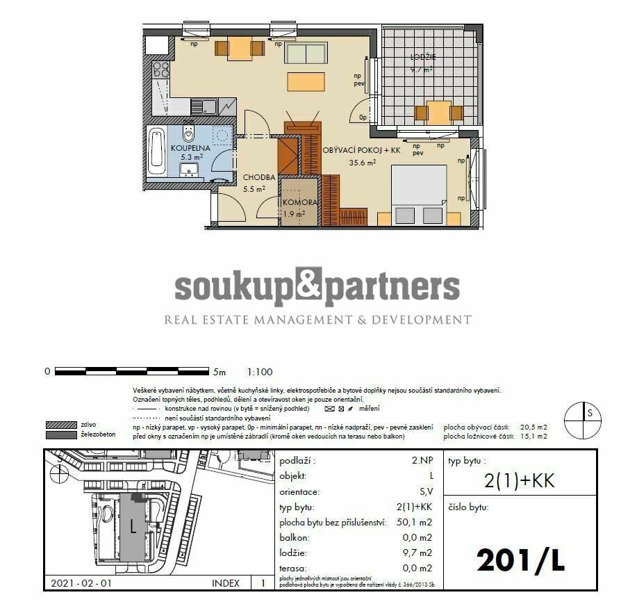 Prodej byt 2+kk - Voskovcova, Praha, 60 m²