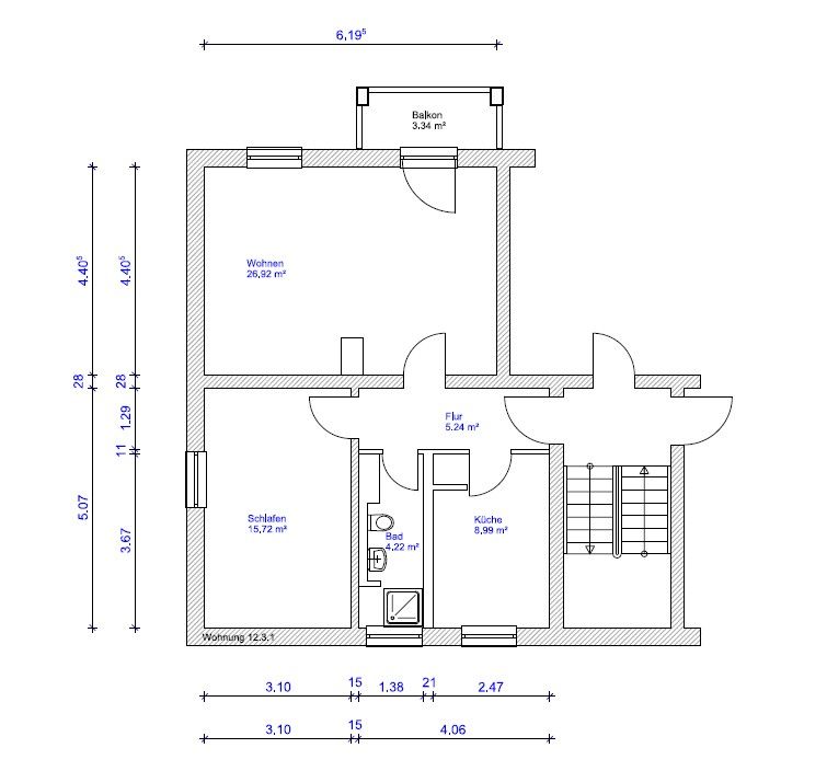 2+1, Eisnerstraße 12 Magdeburg Stadtfeld Sachsen-Anhalt 39110, 64 m² - 2