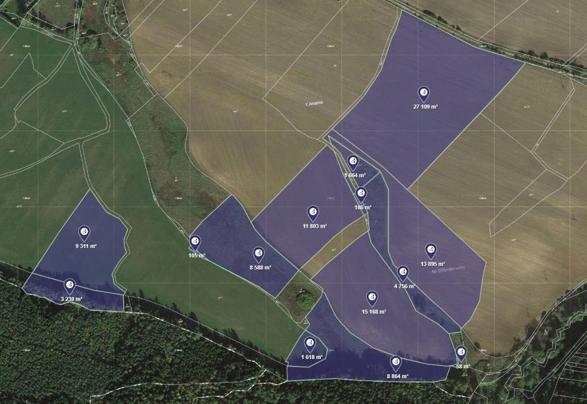 Zemědělské pozemky, Čistá, 57 981 m² - 2