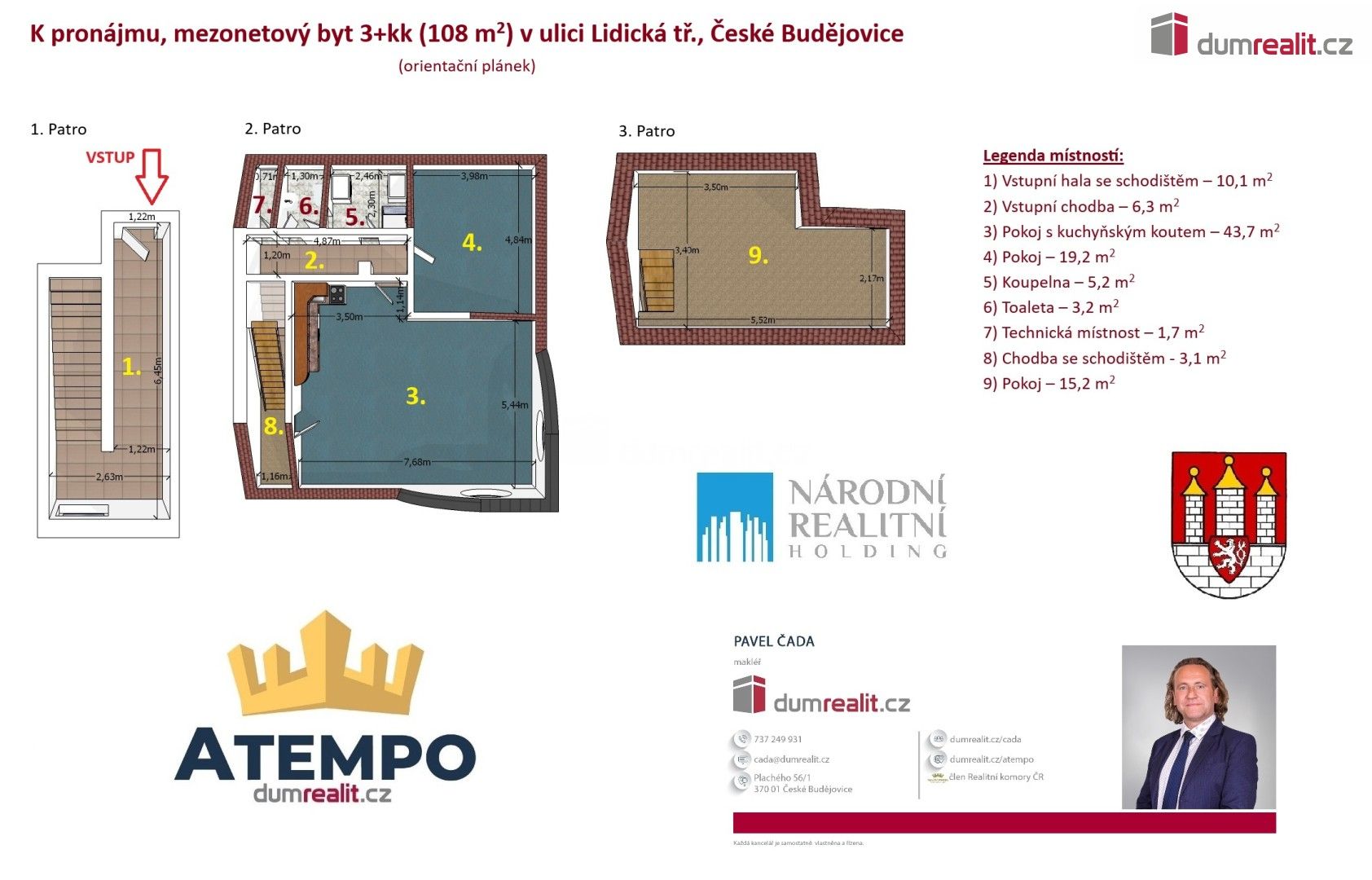 Pronájem byt 3+kk - Lidická tř., České Budějovice, 108 m²