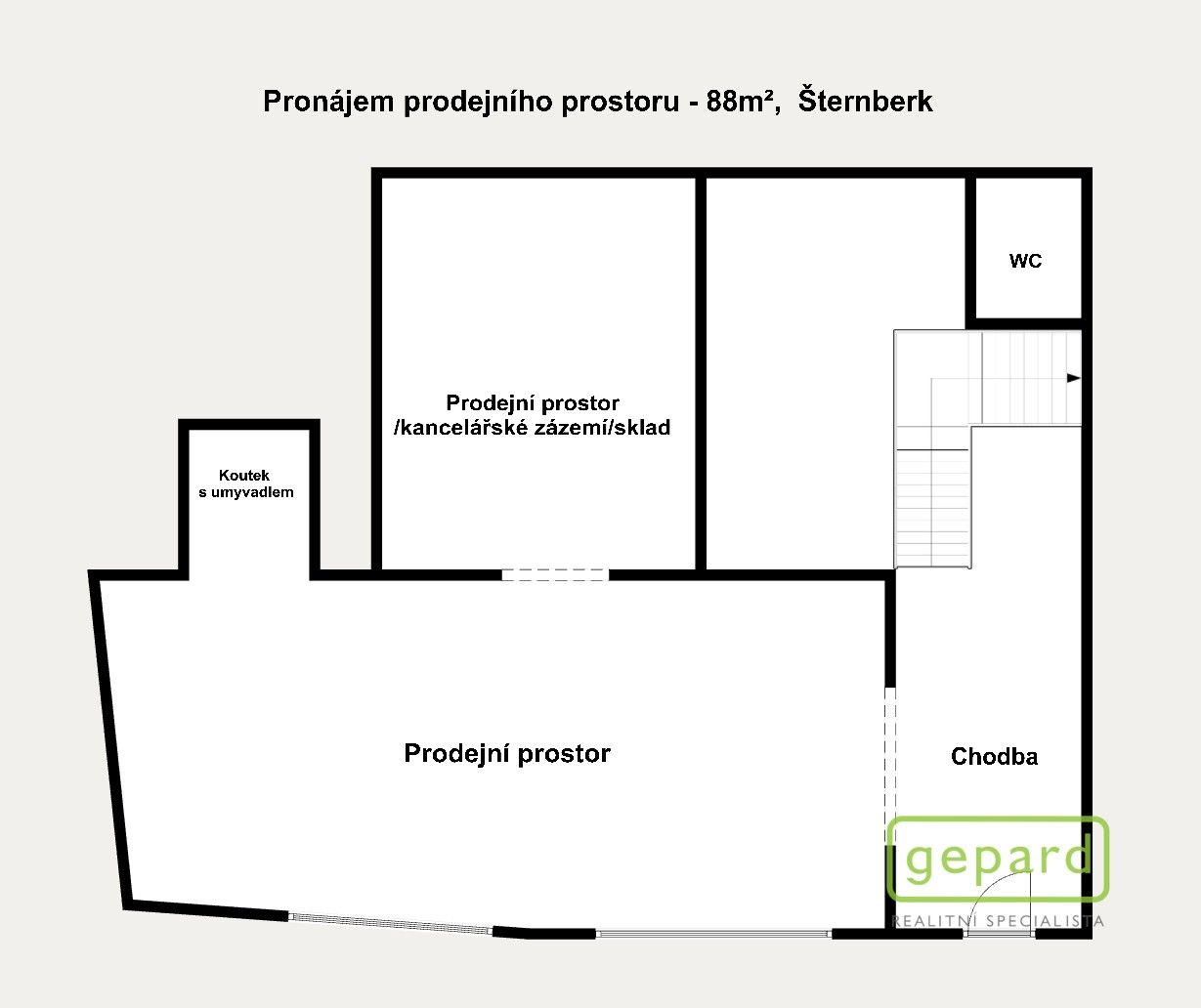 Pronájem obchodní prostory - ČSA, Šternberk, 88 m²
