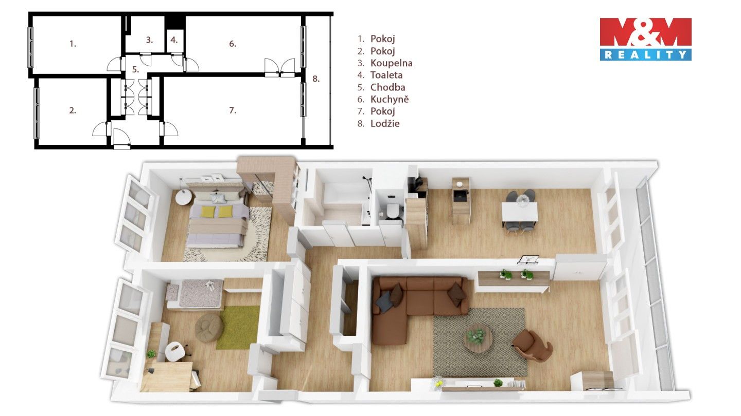 Prodej byt 3+1 - Klíčanská, Praha, 76 m²