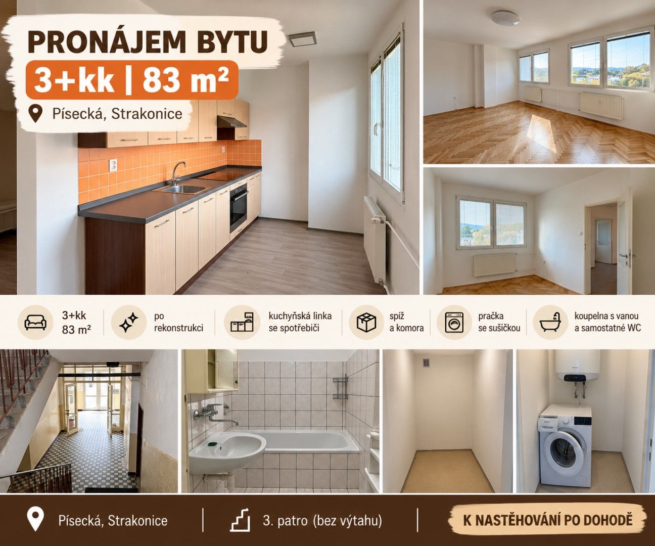 Pronájem byt 3+kk - Písecká 1114, Strakonice I, 83 m² - 5