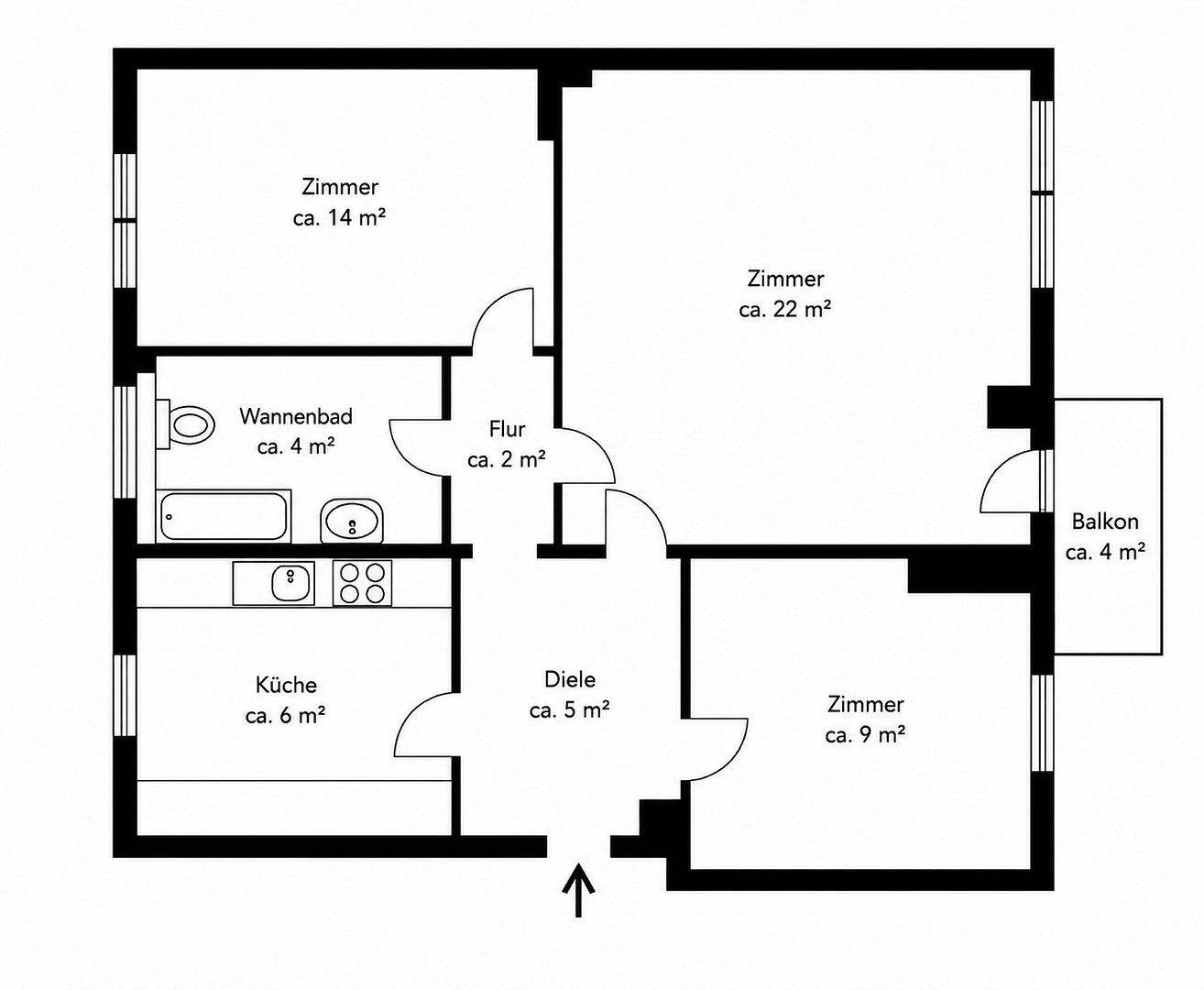 2+kk, Kirchlinden 19 Hamburg Billstedt Hamburg 22117, 63 m² - 2