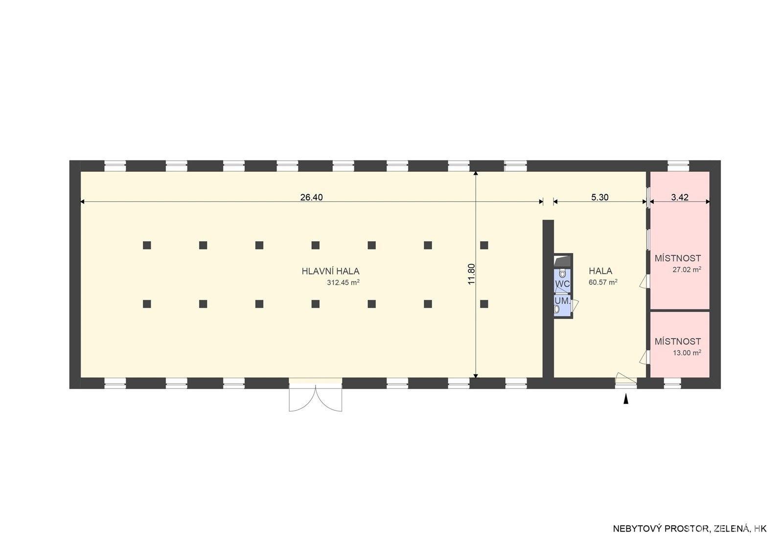 Sklad · 413 m² · Zelená, Hradec Králové Kukleny - 3