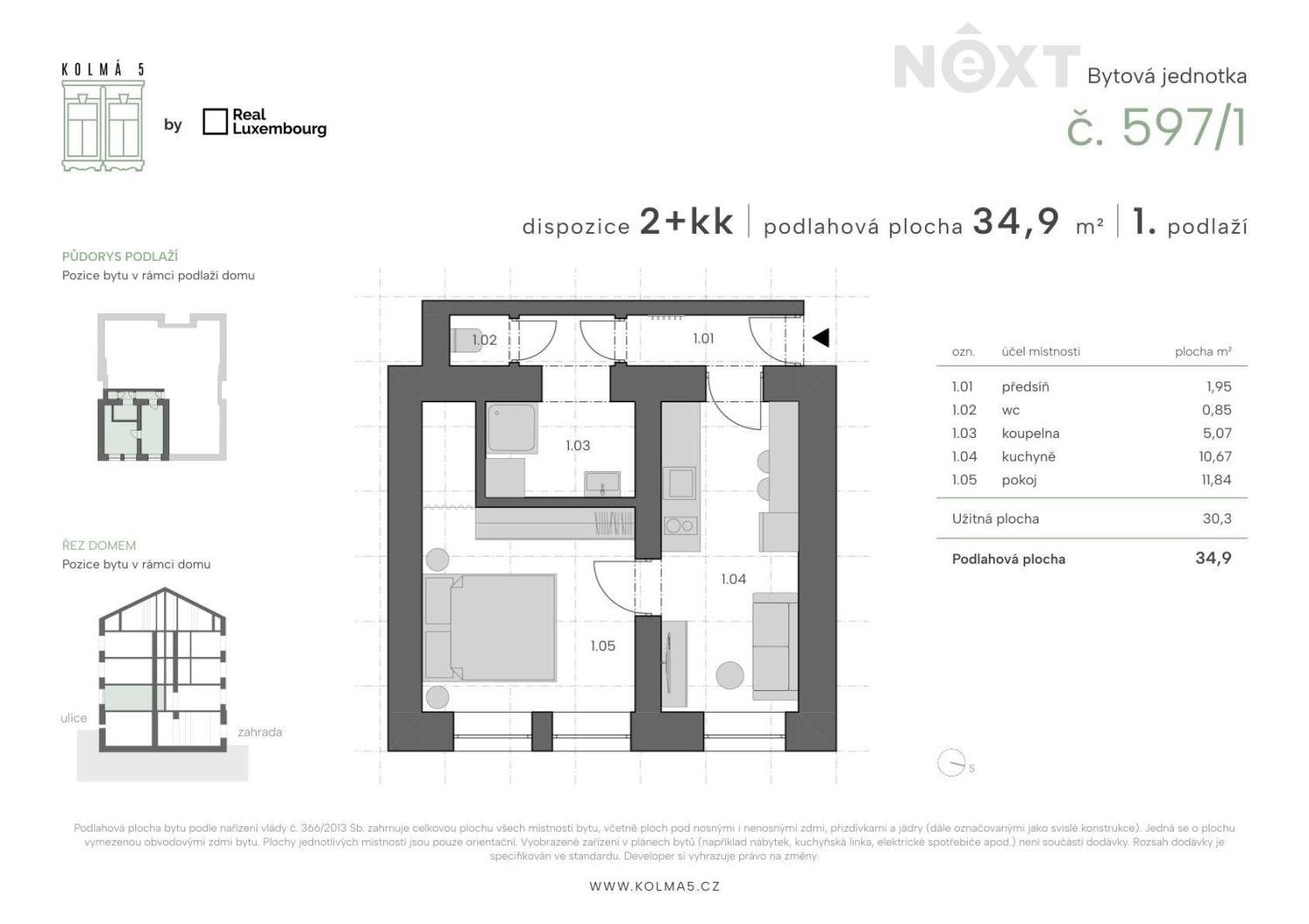 Pronájem byt 2+kk - Kolmá 597, Praha Vysočany, 34 m² - 5