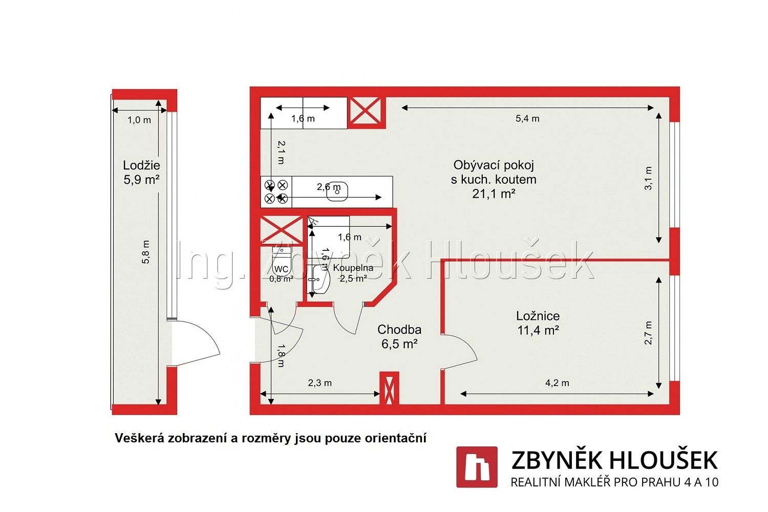 Byt 2+kk · 42 m² · Praha - Háje, okres Praha 11, Hlavní město Praha - 3