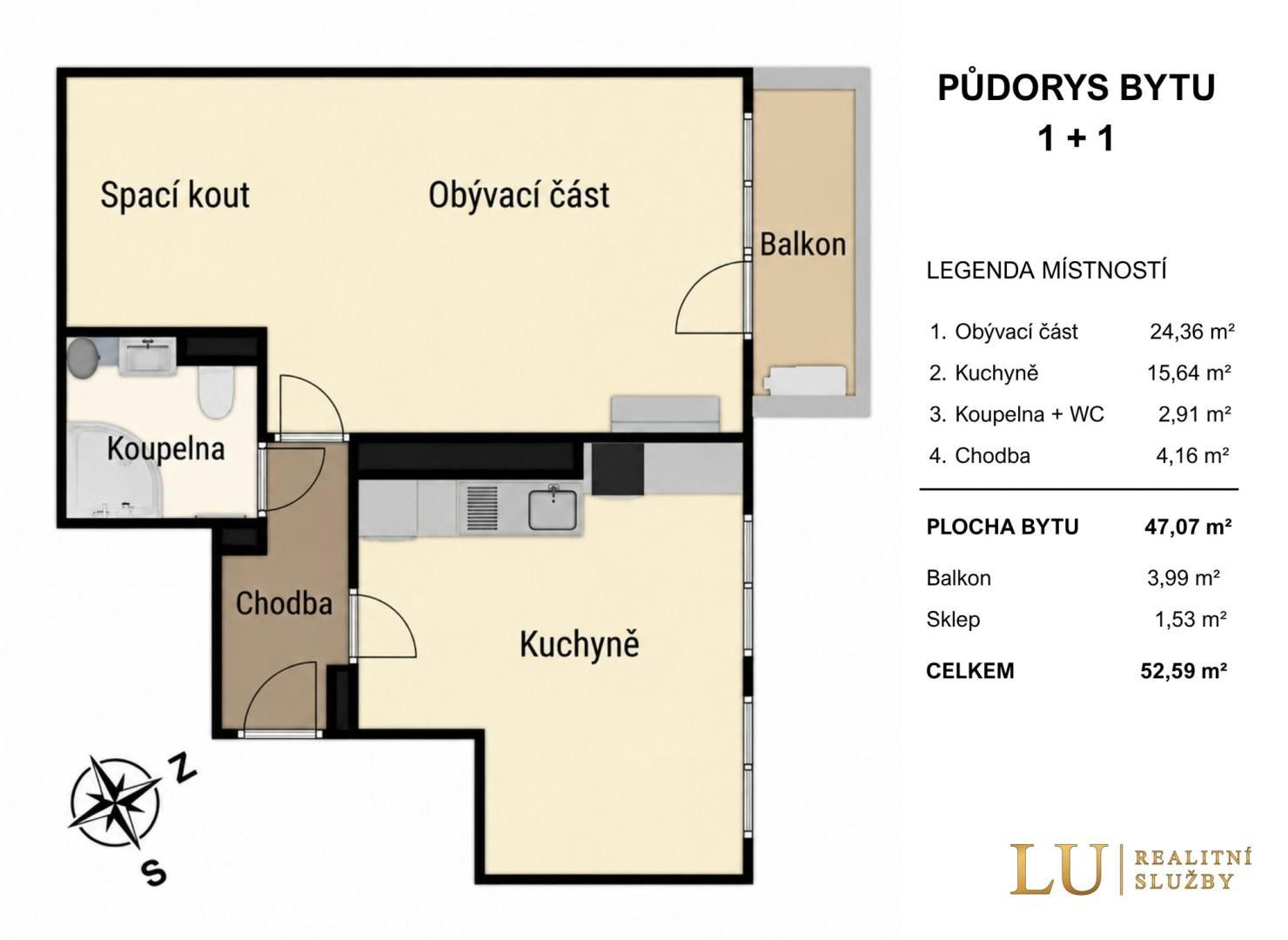 Byt 1+1 · 47 m² · Leitnerova 706, Brno Staré Brno - 4