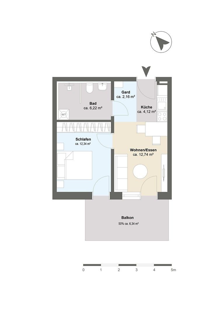 2+1, Babenhauser Straße 11, , Bavorsko, 44 m² - 1