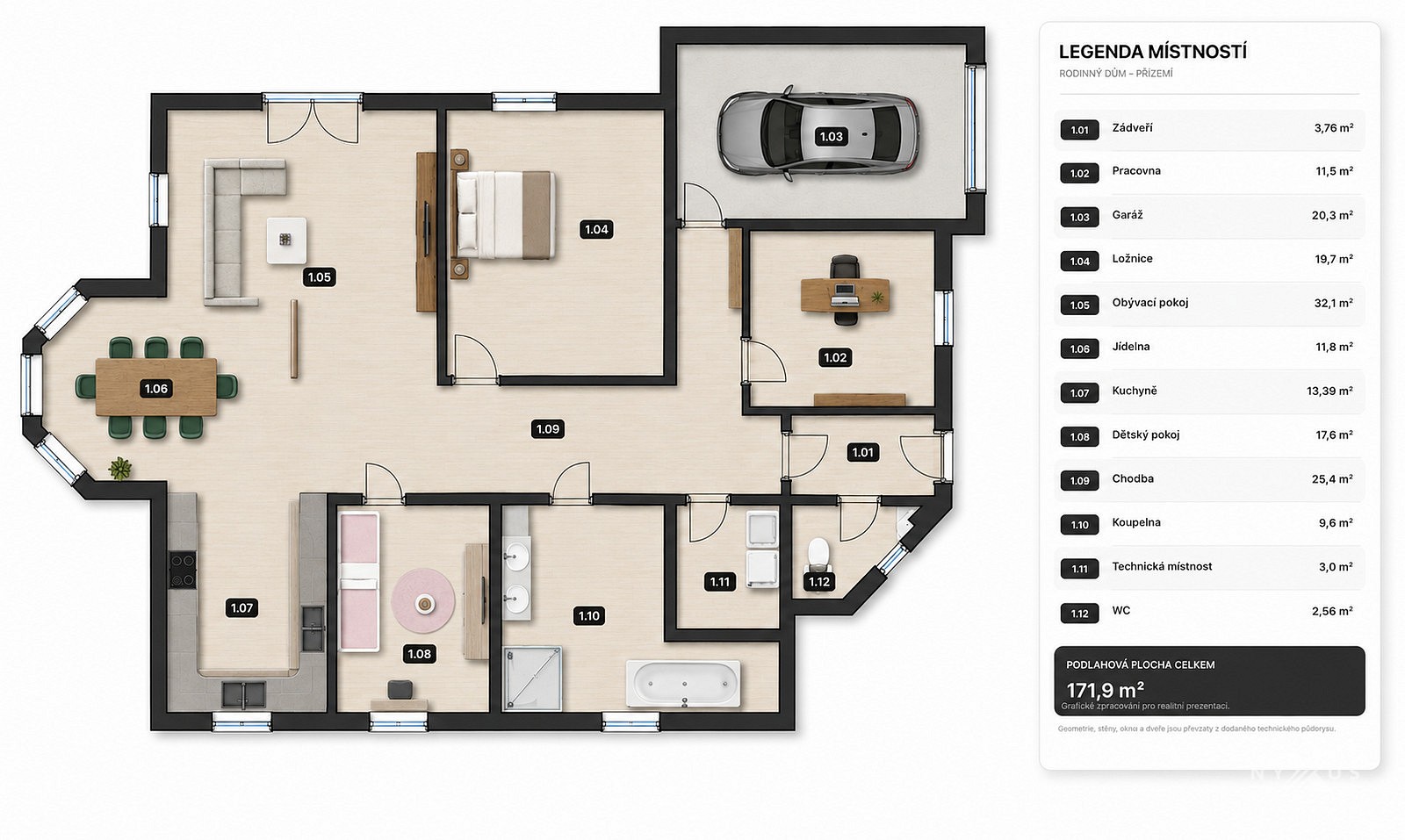 Prodej rodinný dům - Lišková, Postřižín, okres Mělník, 150 m² - 5