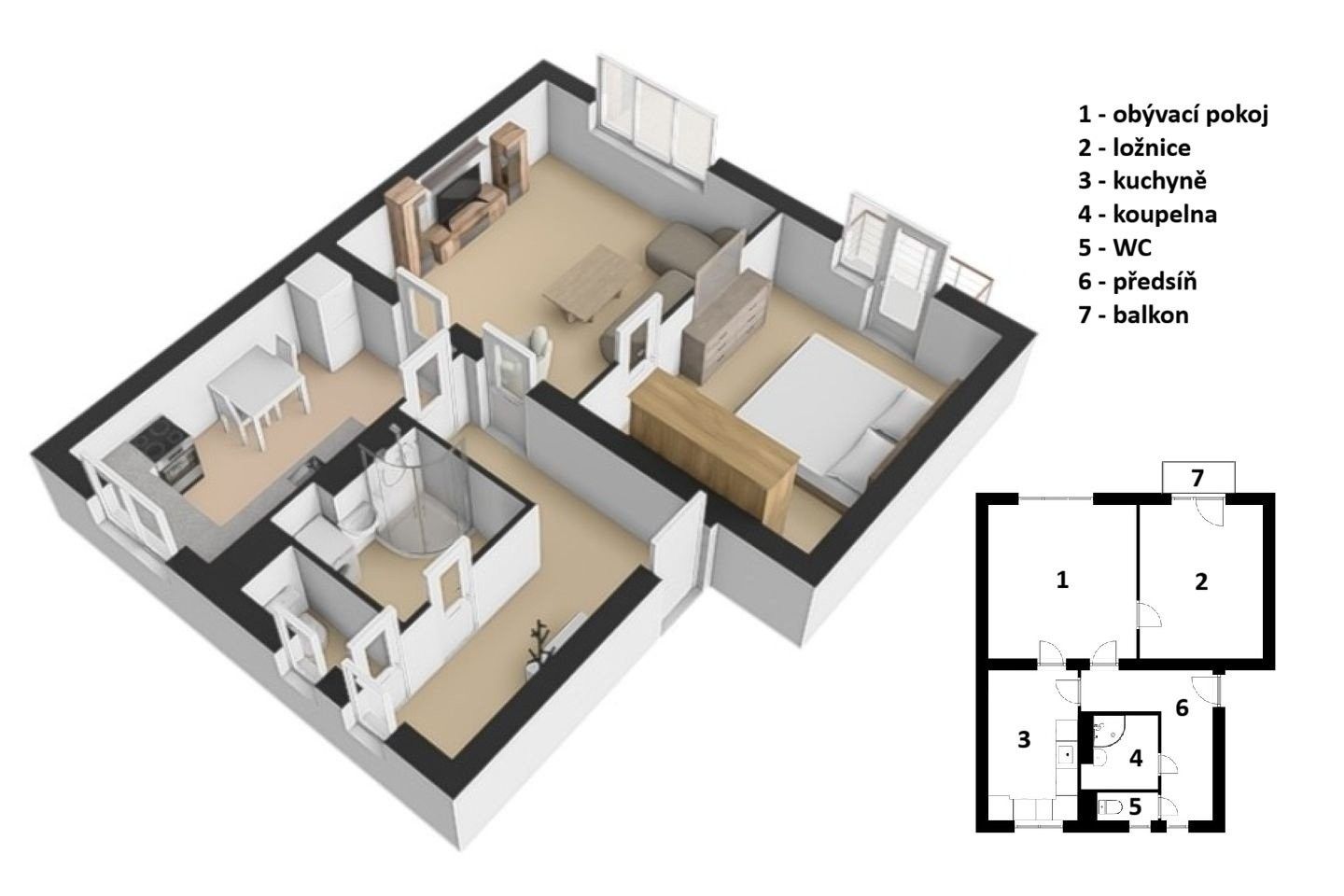 Byt 2+1 · 55 m² · Rudník - 4
