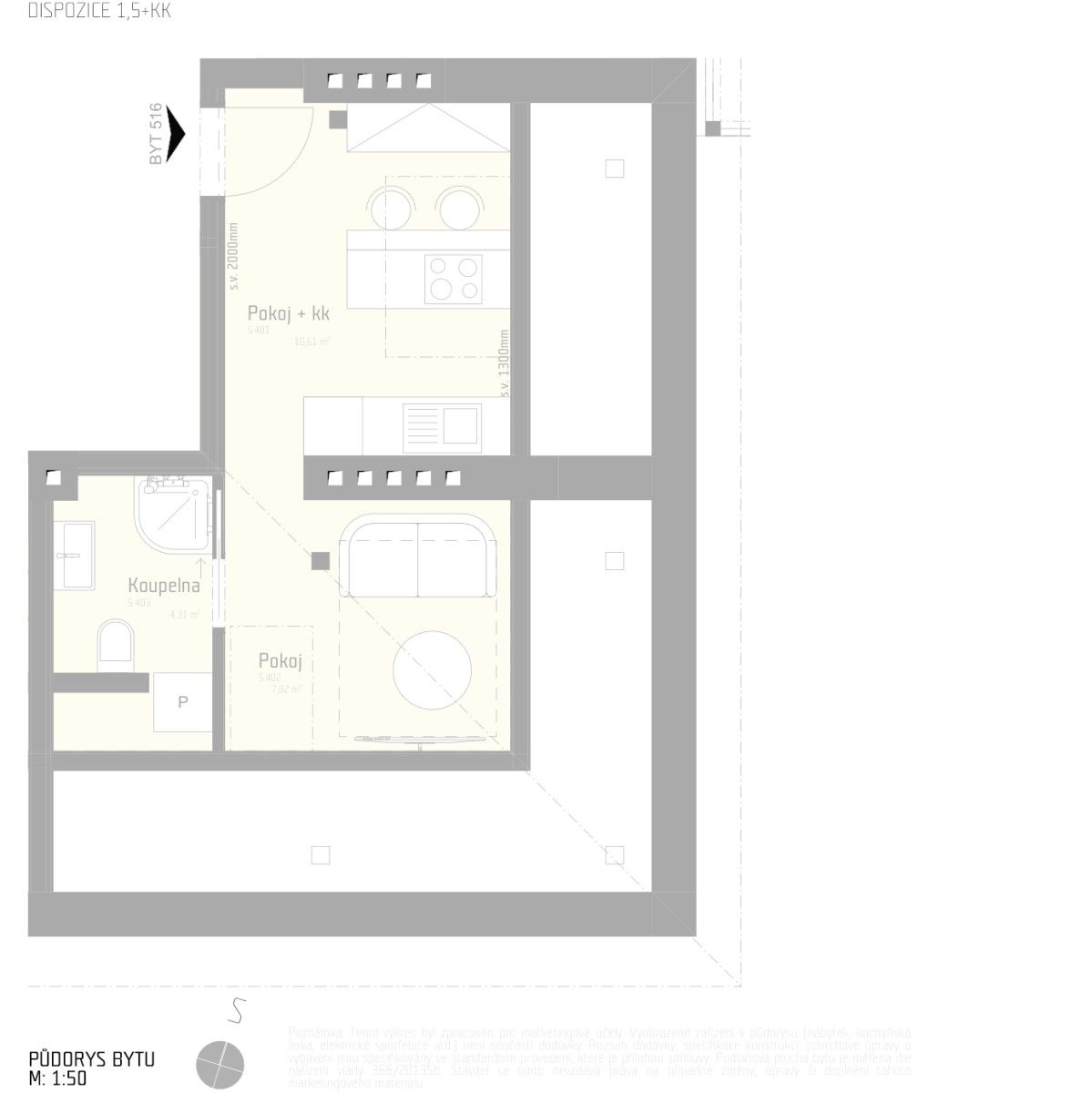 2+kk, Purkyňova, Brno - Královo Pole, Jihomoravský kraj, 23 m² - 2