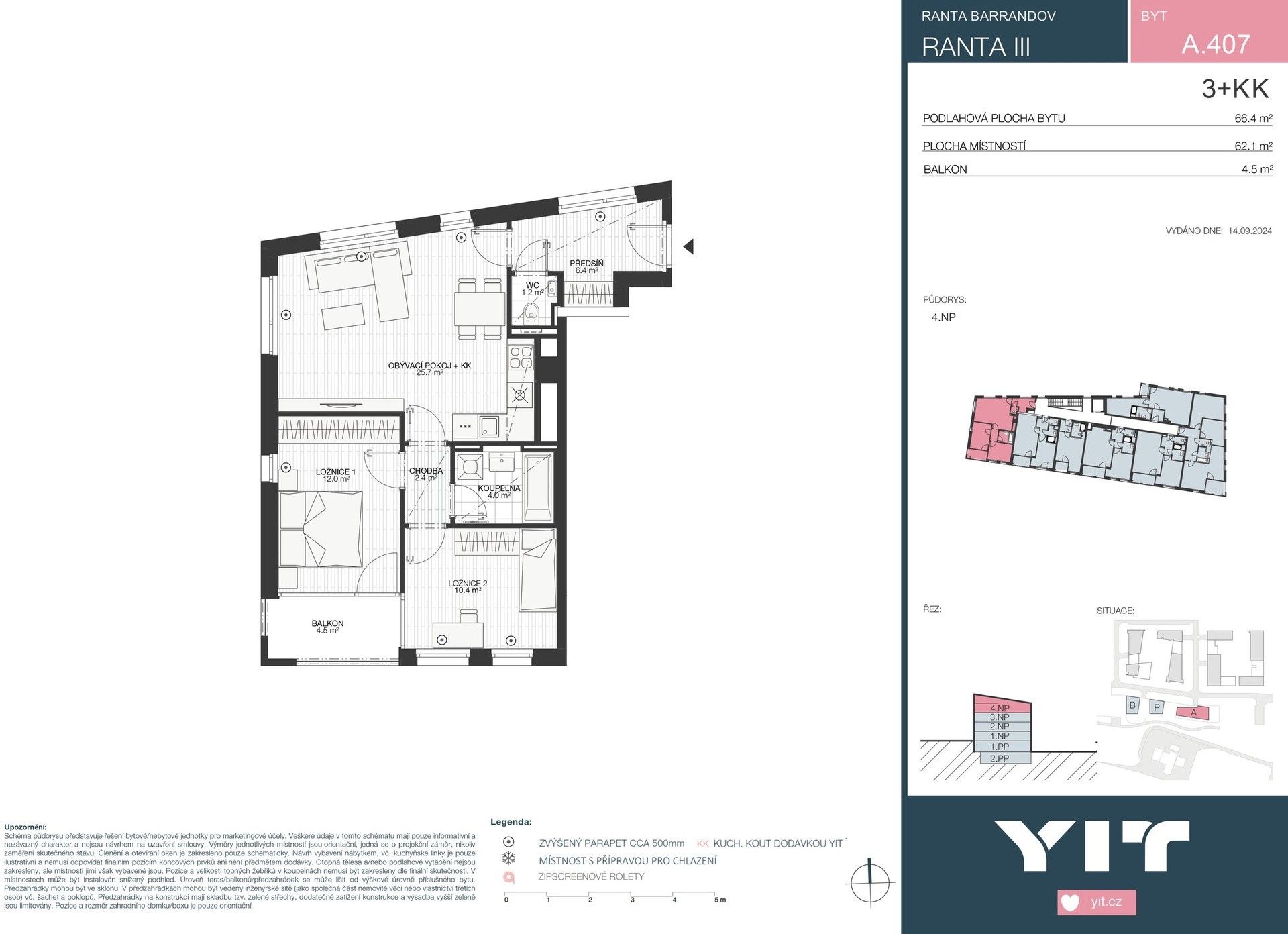 Prodej byt 3+kk - Wassermannova, Praha, 62 m²