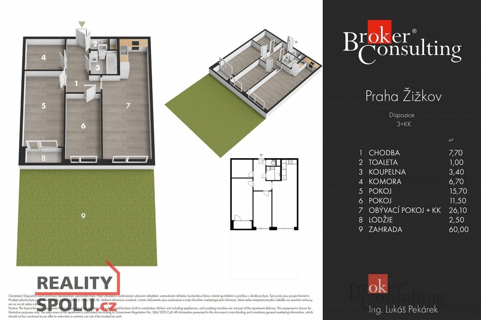 Pronájem byt 4+kk - V zahrádkách, Praha, 72 m²