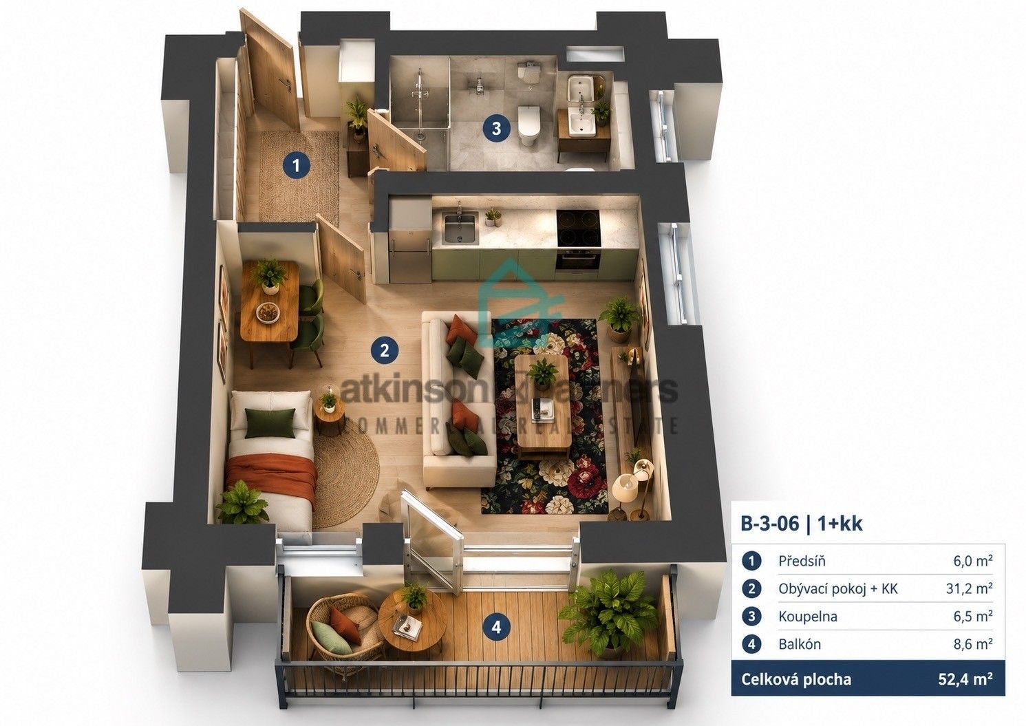 Prodej byt 1+kk - Hluboká nad Vltavou, 44 m² - 5