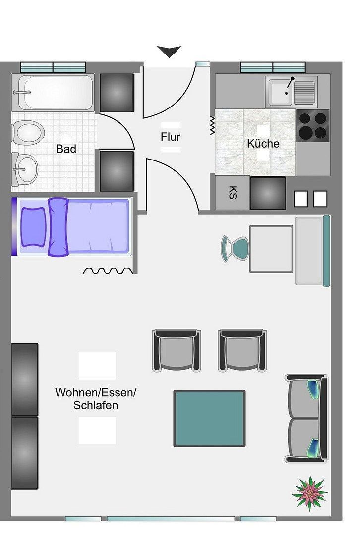 1+1, Hohenstein 45 Wuppertal Barmen Nordrhein-Westfalen 42283, 40 m² - 1