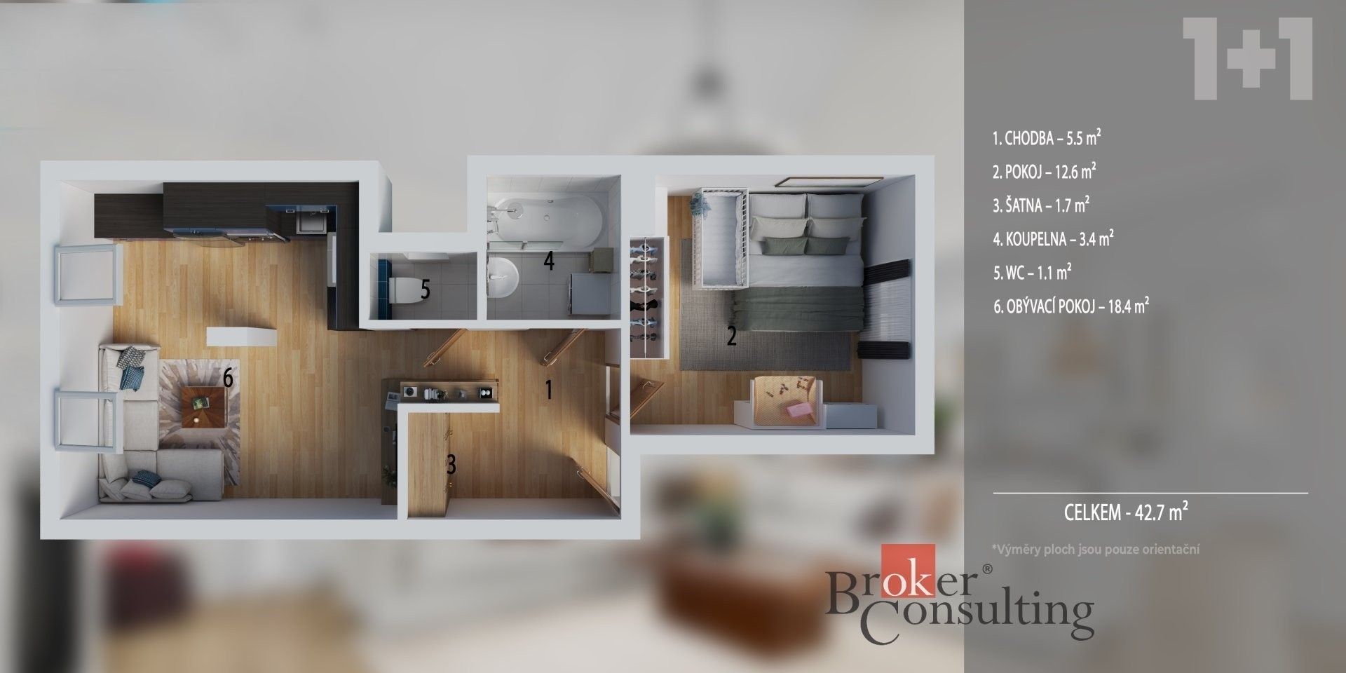Byt 2+kk · 45 m² · Karlova, Brno - 3