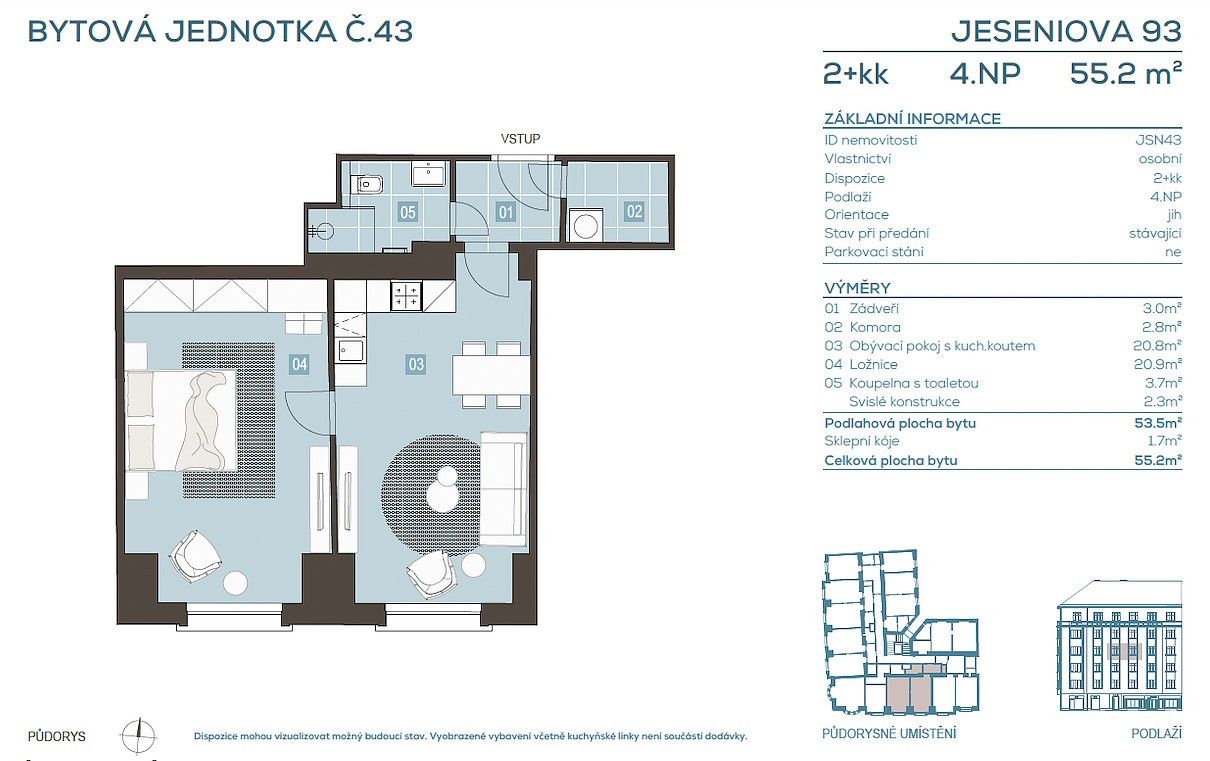 Byt 2+kk · 54 m² · Jeseniova, Praha 3 - Žižkov - 3